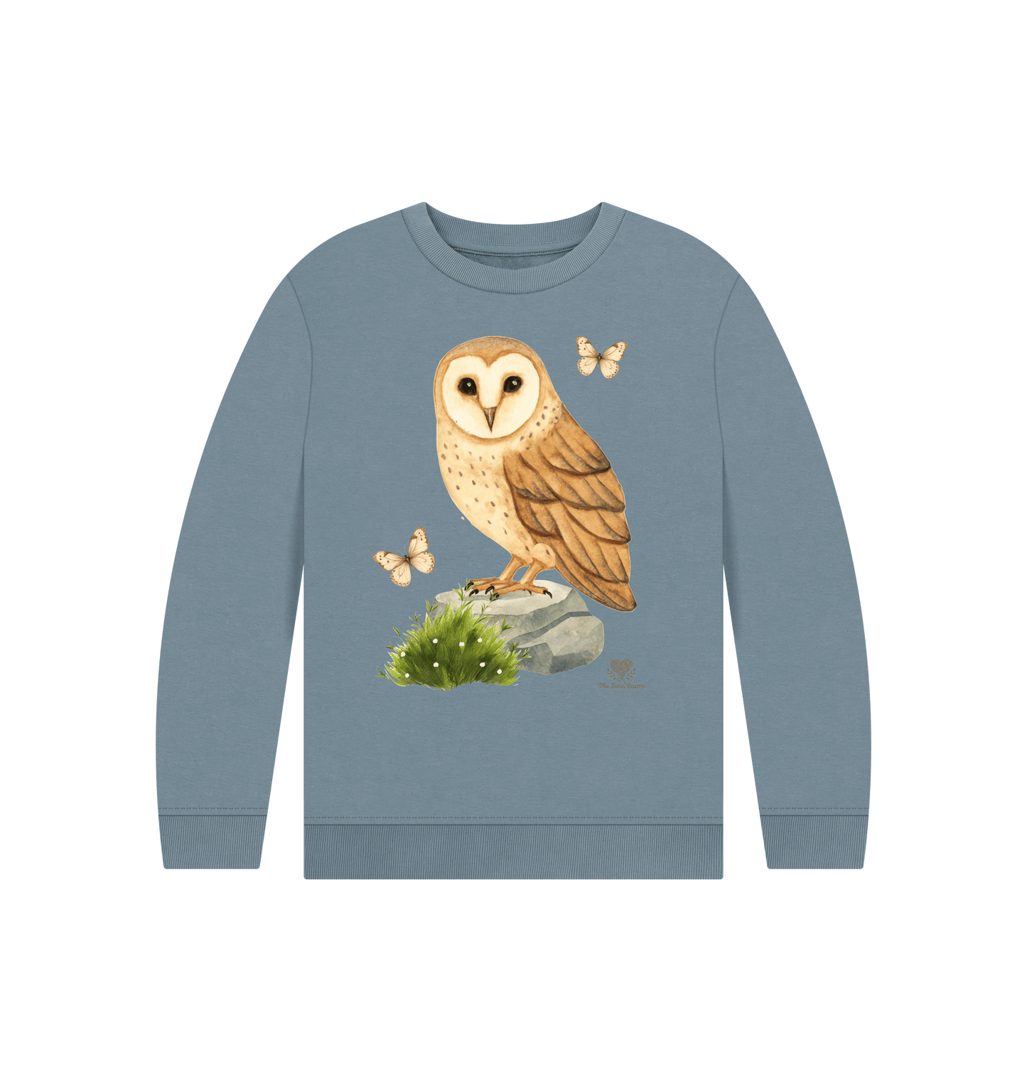 Stone Blue Printed Kids Jumper Front