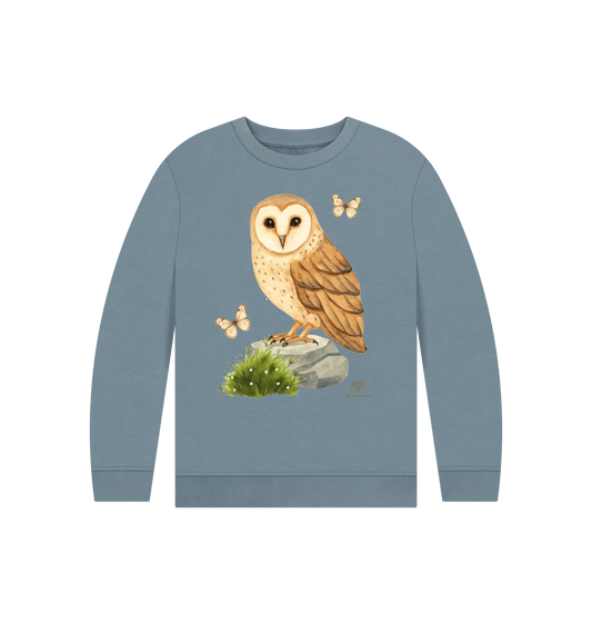 Stone Blue Printed Kids Jumper Front