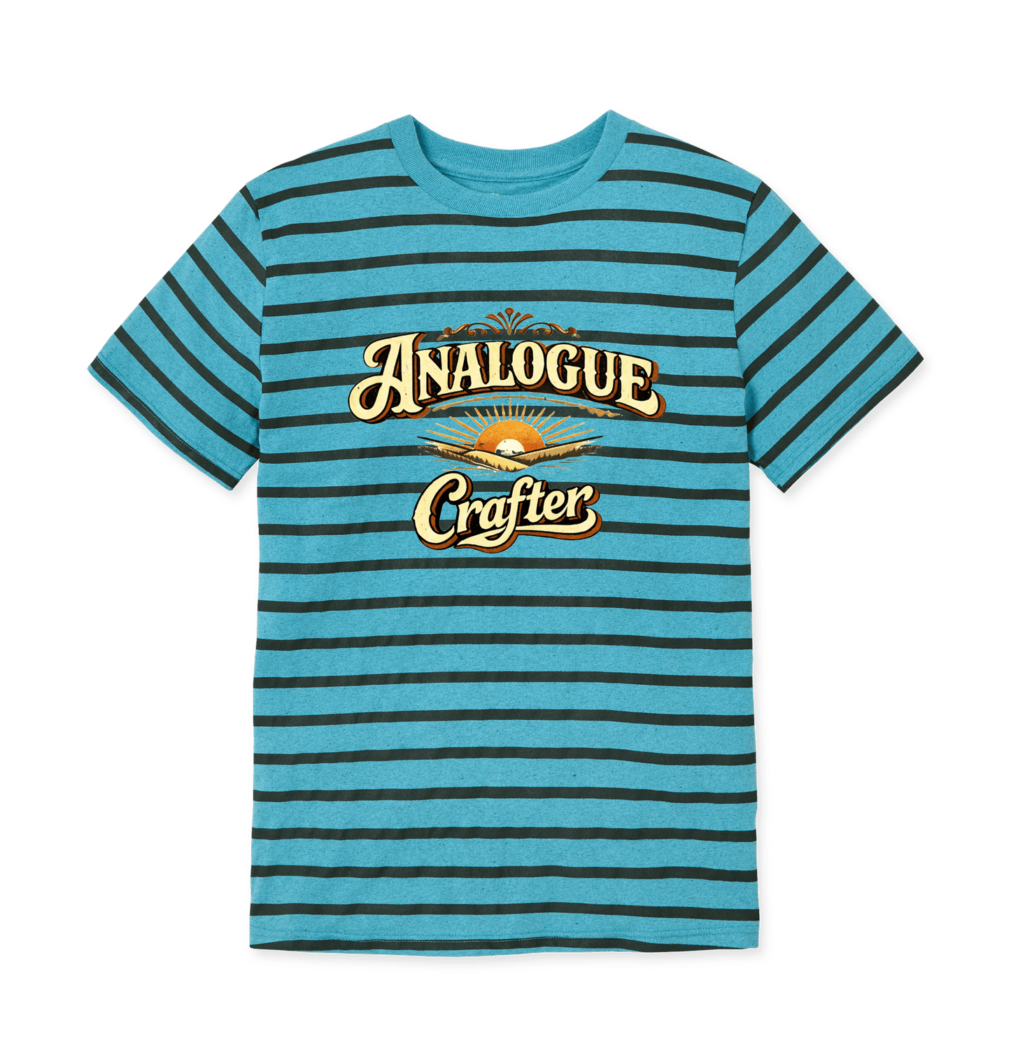 Ocean Blue Stripes Printed T-shirt Front