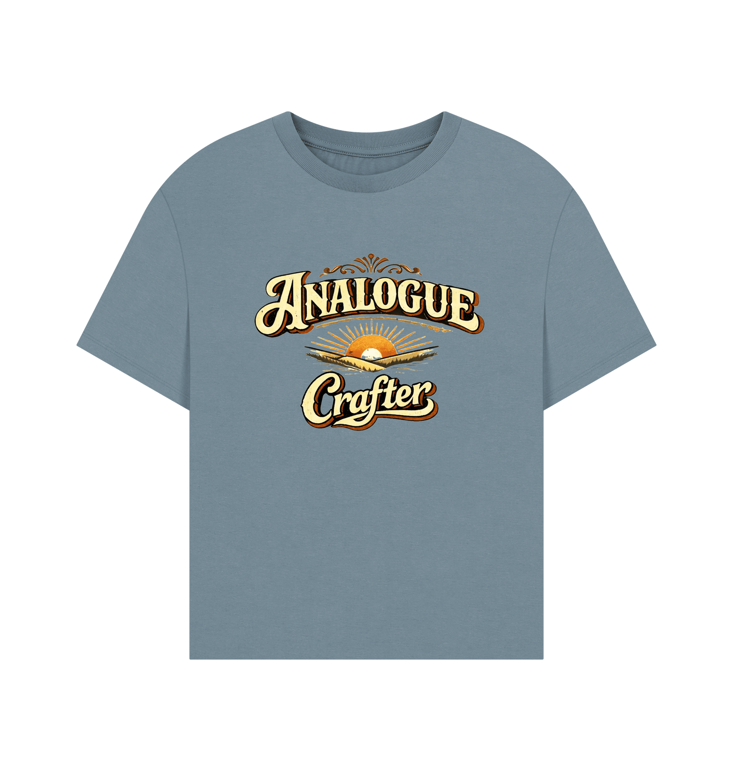 Stone Blue Printed T-shirt Front